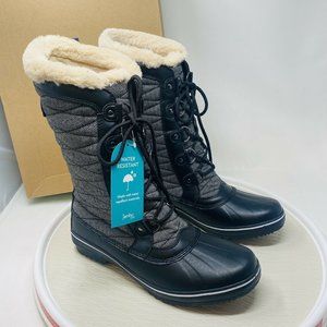 Jambu Women Chilly Winter Boots 9.5 Black Memory Foam Lace Up Terra Insu…